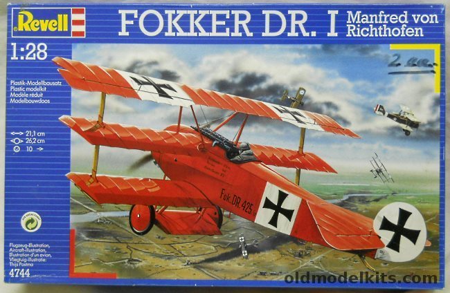 Revell 1/28 Fokker DR-1 Triplane - Manfred von Richthofen The Red Baron, 4744 plastic model kit